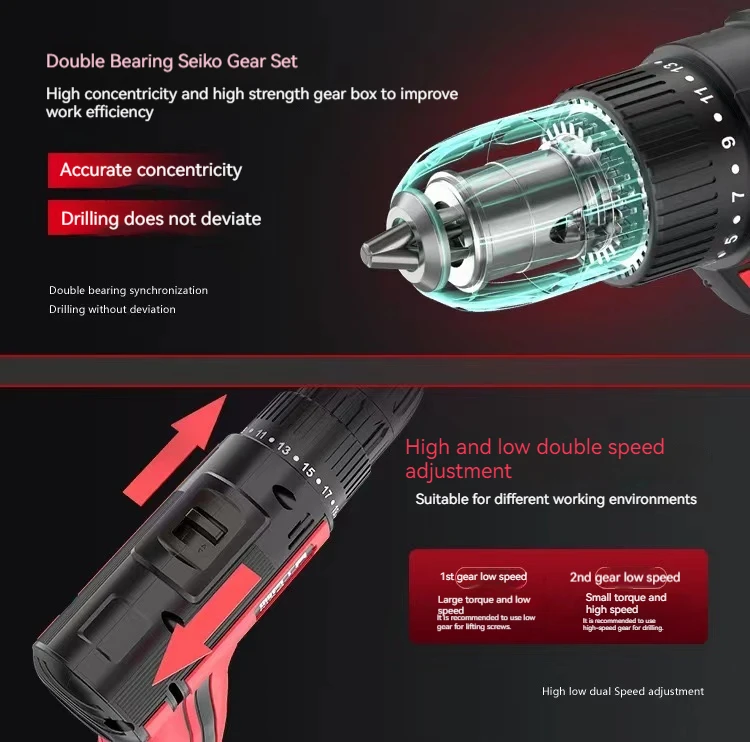 Home electric hand drill rechargeable lithium turn tools multifunction impact small pistol drill screwdriver electric hammer