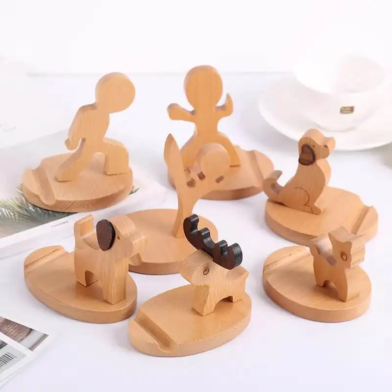 Customized Size Top Design Wooden Mobile Phone Holder For Home Office Table Use Top Quality Wood Cell Phone Stand Unique Design