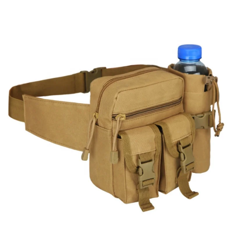 Men Outdoor Travel Belt Bag Sports Tactical Waist Bag With Bottle Holder