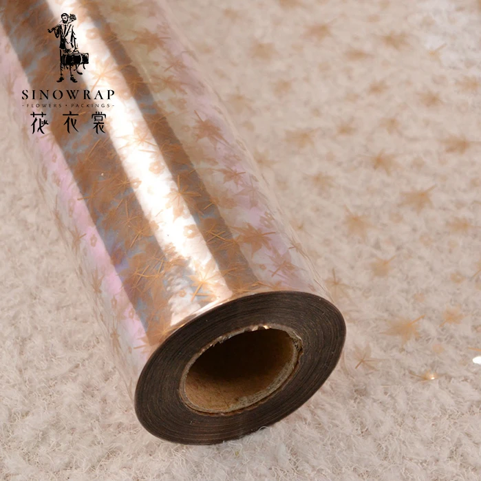 
70CM*100M thickness 0.038MM pritted transparent plastic roll for flowers packing 