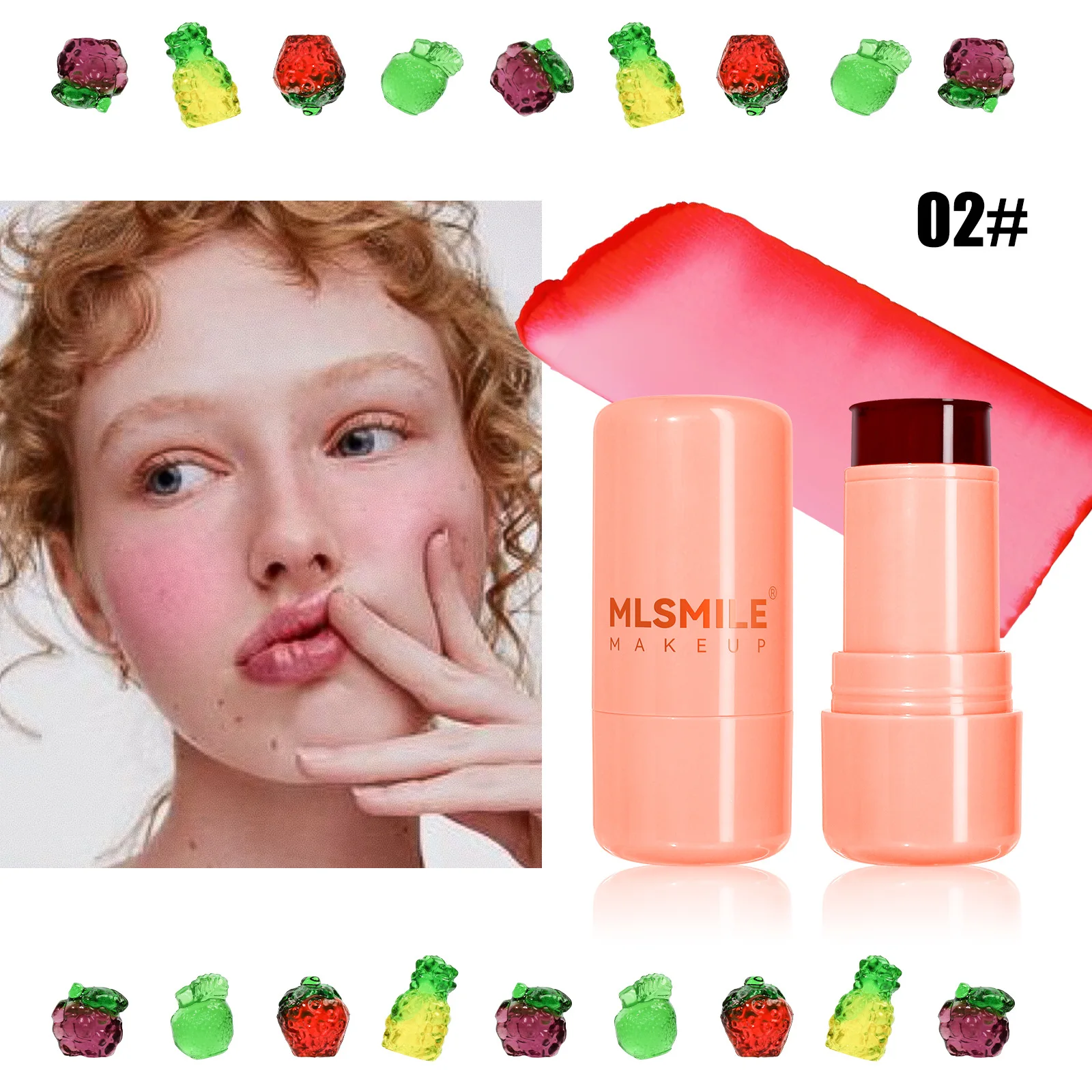 Hot Selling 4-color Brightening Blush Stick Contouring Brightening Color Easy Apply 2 In 1  Lip Cheek Jelly Blush Stick