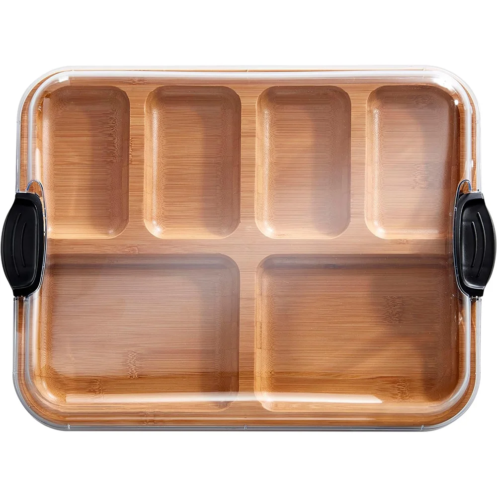 Bamboo Chopping Board with Transparent Locking Lid Bamboo Charcuterie Board Set