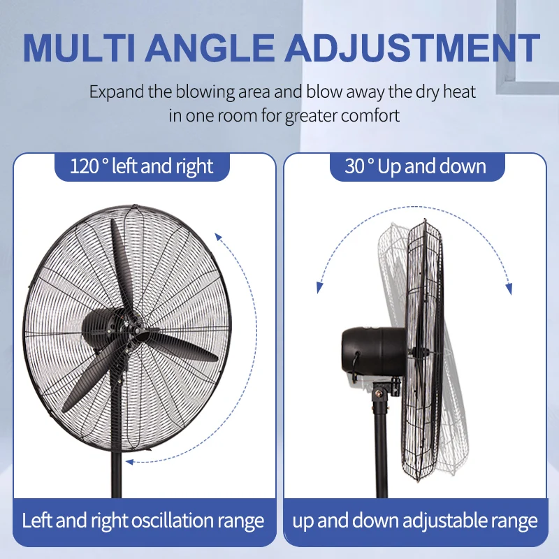 26 Inch 200W 3 Pcs Aluminum Blades Metal Cross Base Metal Stand Fan for Workshop