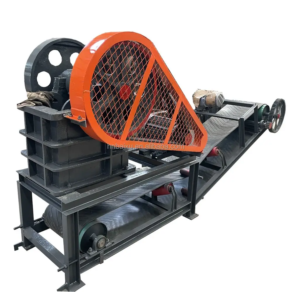 best price small 150x250 stone limestone hopper jaw crusher machine with conveyor for sale