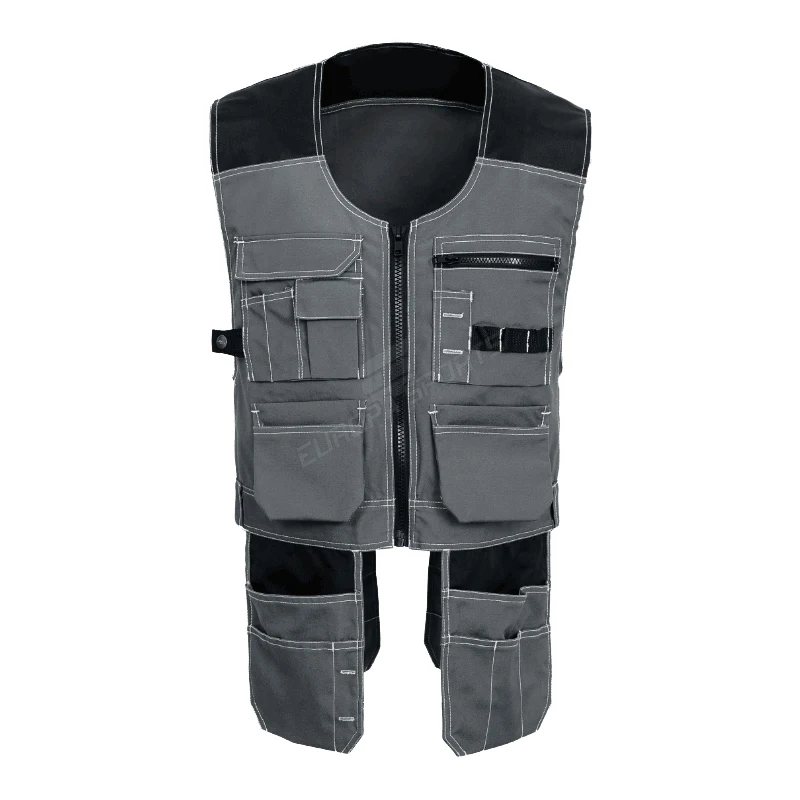 2021 Men Grey tool working vest utility tool vest workwear men safety vest