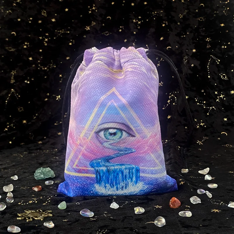 Wholesale 13x18cm Double-sided Printed Tarot Velvet Bag for Home Accessories Drawstring Gift Bags Tarot Oracle Card Storage Bags