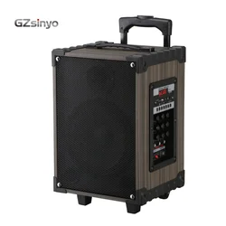 GZsinyo 8inch 40W power wooden blue tooth speaker with wireless microphone