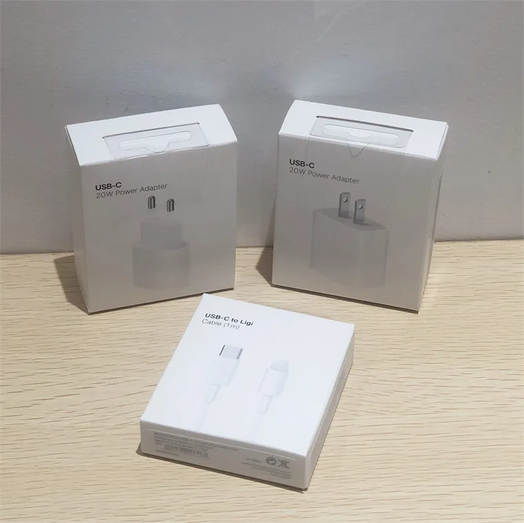 UK EU US Plug 20W PD Travel Adapter QC 3.0 Type C Fast Charger For iphone 14 13 12 11 Pro Max XS XR USB C Fast Charging Cable