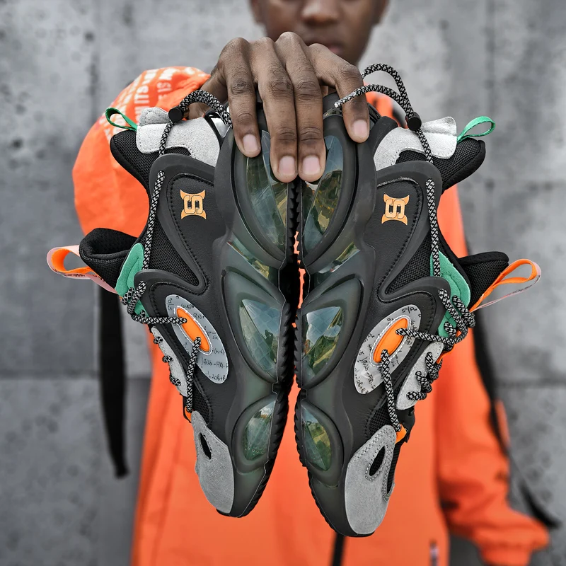 Fashion trends Reflective design Mesh Air permeability Elastic thick sole run star hike sneakers for men casual shoes