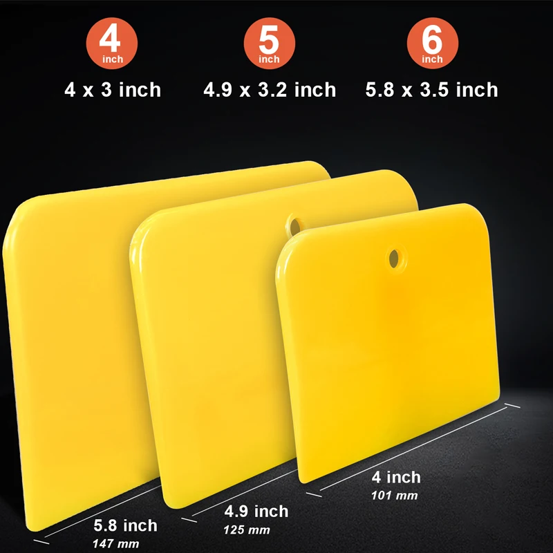 Car Body Filler Spreader 3pc Set Flexible Plastic Body Filler Applicator Set for Fillers, Putties, and Paint