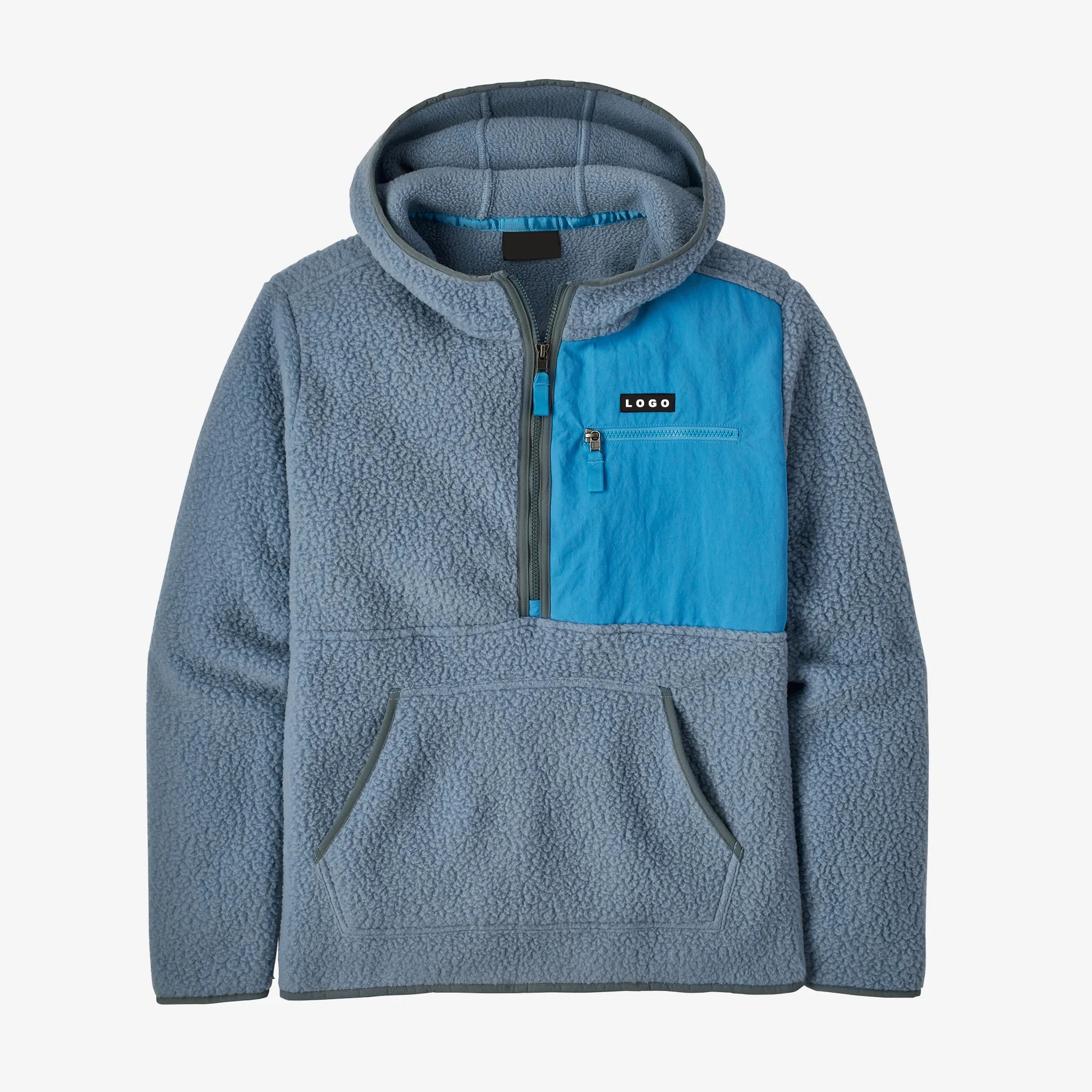 Winter Jacket Men Fleece Coats Solid Color Pockets Fleece Warm Hoodies Zip Up Jacket Factory Customized Sherpa Fleece Jacket