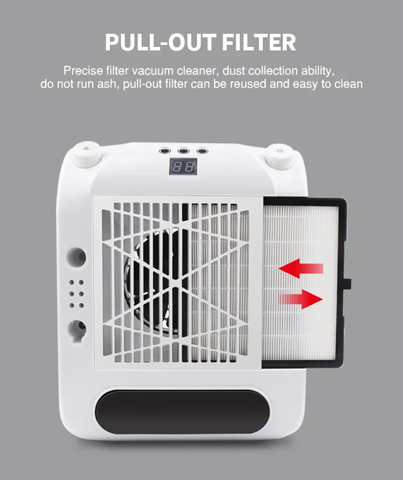 Profession 6 in 1 Combine Function Vacuum Nail Drill Dust Collector with LED Table Nail Lamp