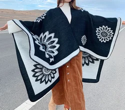 Лидер продаж, синий женский зимний мусульманский шарф в китайском стиле, шаль, Модный женский длинный шарф с принтом