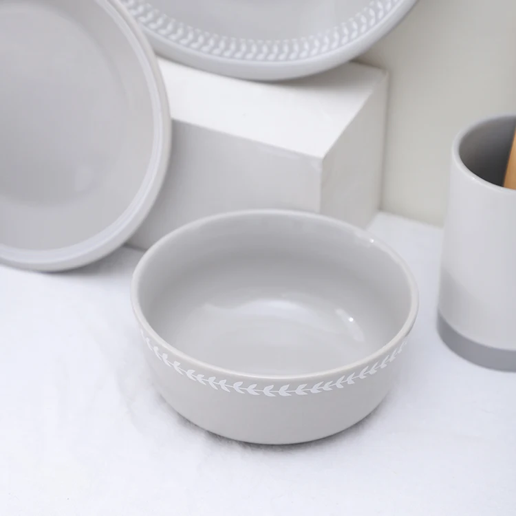 Wholesale decal restaurant food serving gray tableware porcelain dinnerware sets