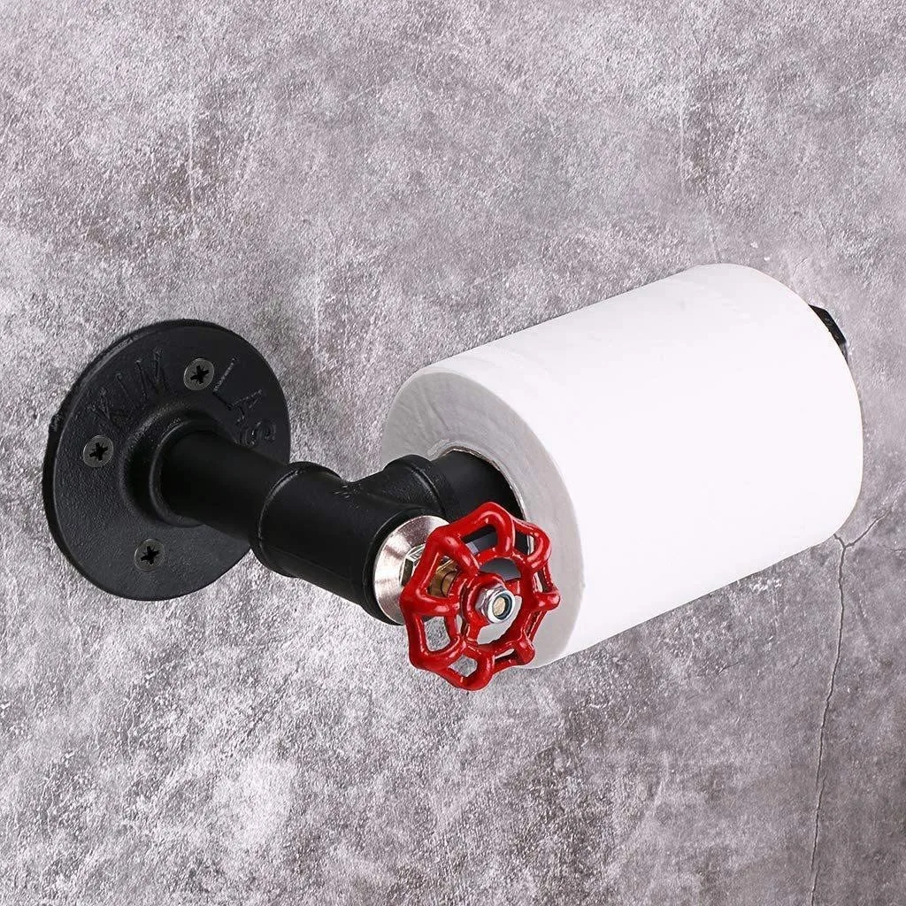 Toilet Roll Holder Wall Mounted Industrial Style Modern Bathroom Metal Iron Paper Container Storage Tissue Dispenser Novelty