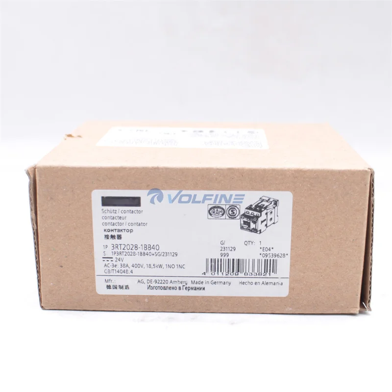 Оригинальный Новый контактор 3RT2028-1BB40 AC-3e/AC-3 38 А 18 5 кВт/400 В 3-полюсный 24 постоянного тока