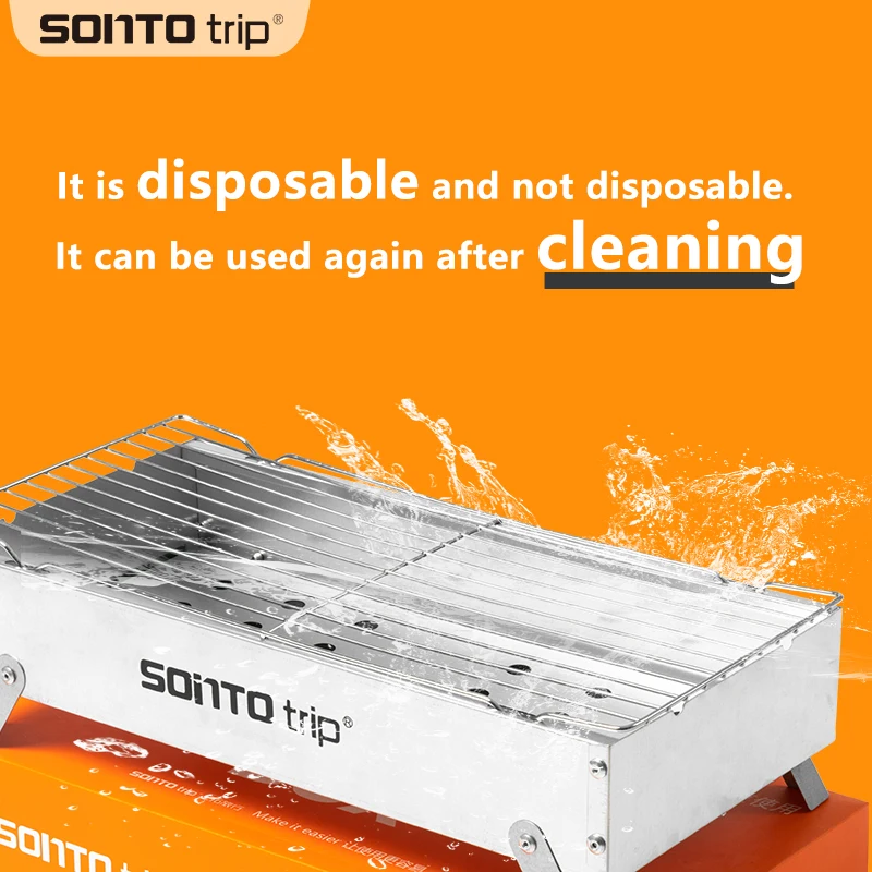 Sonto trip Portable Outdoor Charcoal Hassle-free cooking Bbq Grills Camping Barbecue Instant Grills Barbecue Disposable Grill