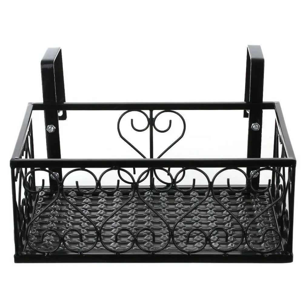 ODM European wrought iron flower pot rack hanging black metal window basket