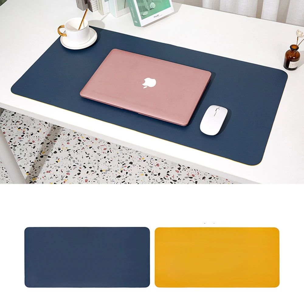 Simple office home durable double sided plush non slip waterproof PVC PU mat large desk pad non slip pu leather desk mouse pad