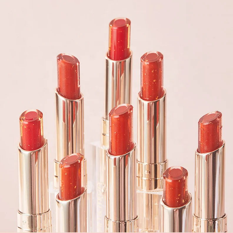2022 Custom Makeup  high quality Organic Jelly Long lasting Glitter Lipstick Cinnamon Moisturizing two colors sandwich lipstick