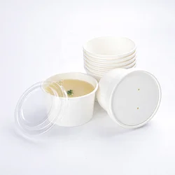 Одноразовый стакан для супа из крафт-бумаги, Салатница с бумажной крышкой, биоразлагаемый контейнер для еды в продаже