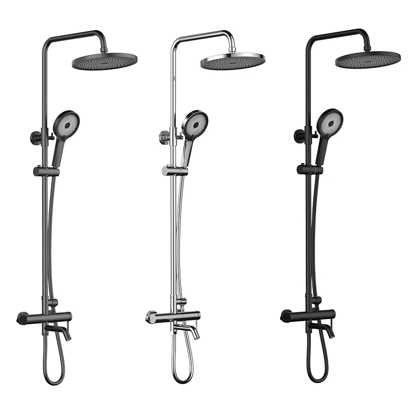 Bathroom Rain Black Shower Mixer Shower Bathing Set Contemporary Exposed Shower Faucet