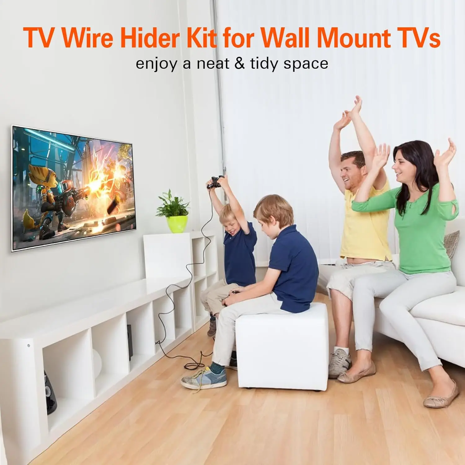 Easy Install Hide TV Wires In Wall TV Cable Management Kit Cord Hider with Hole Saw Drill Attachment