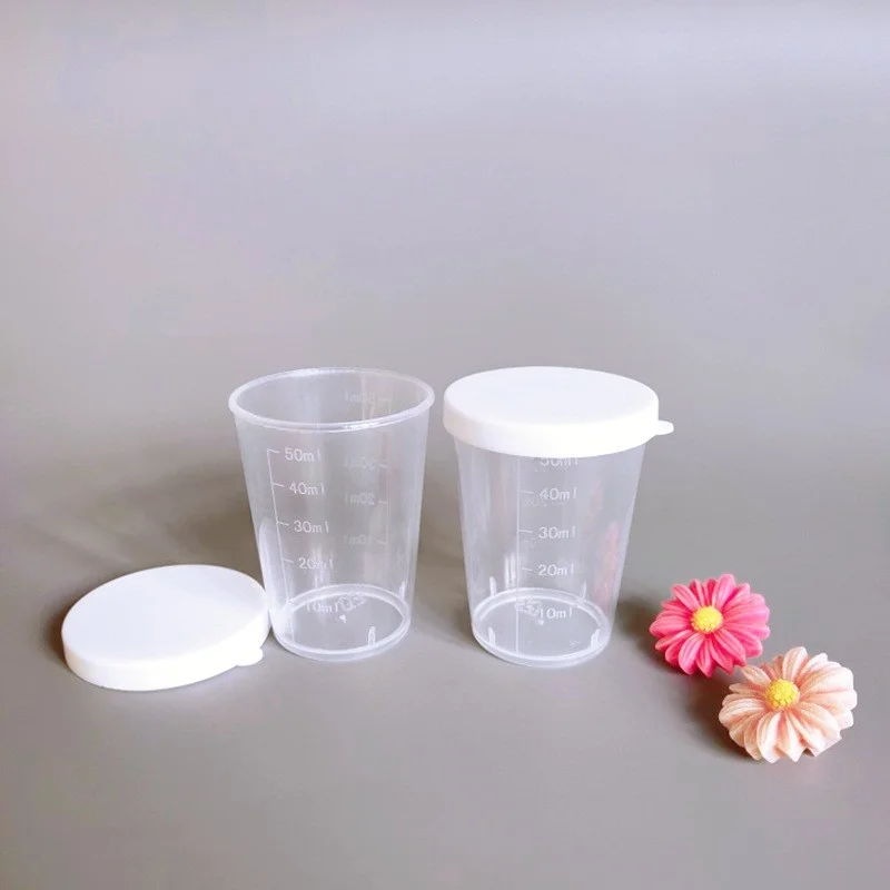 Hot Sale Laboratory 50ml Clear Plastic Measuring Beaker Cups PP plastic liquid scale measurement cup medicine measuring cups