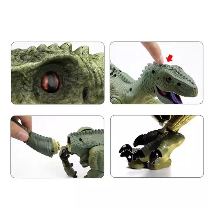 2.4G RC Dinosaur Robot Toy Walking Veloci Auto-demo with Simulated  Sound Dinosaur