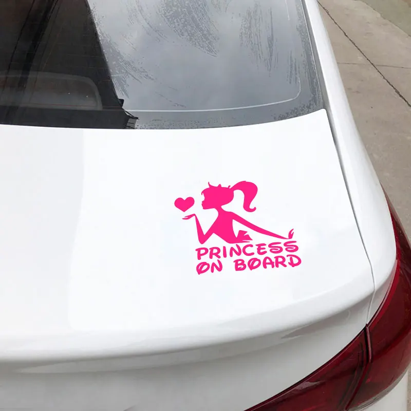 Car exterior decor vinyl decal lady sticker pink princess on board sticker