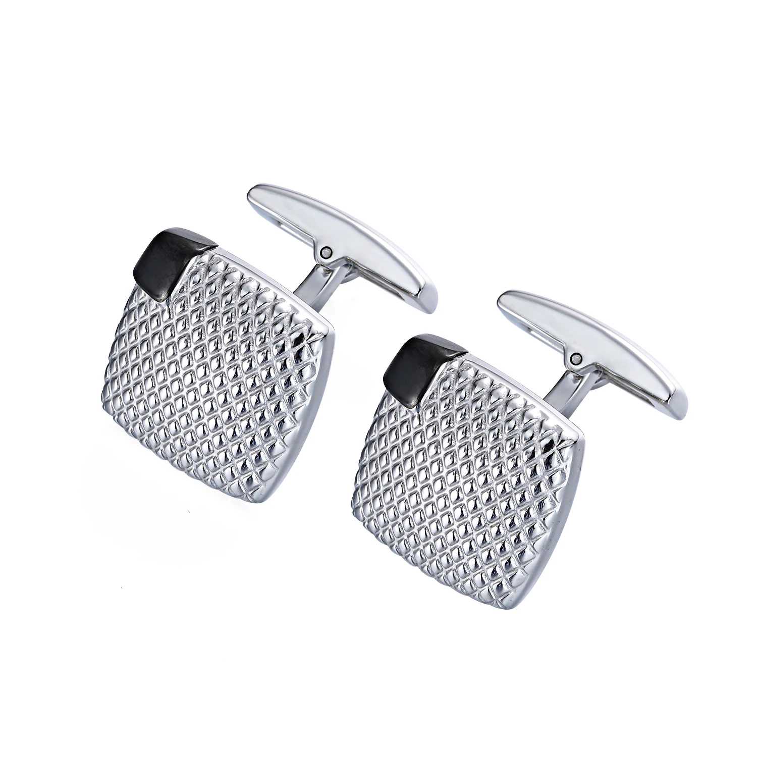 Factory Stock Wholesale And Retail Custom Stainless Steel Cufflinks Silver Black Color Plain Wedding Cufflinks Manufacturer