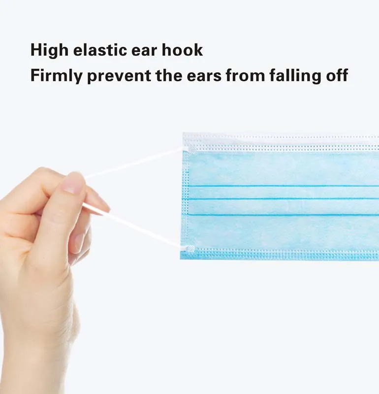  Одноразовая Синяя Маска медицинская хирургическая 3-слойная Нетканая маска с расплавом может быть настроена на складе EN16483 oem для лица