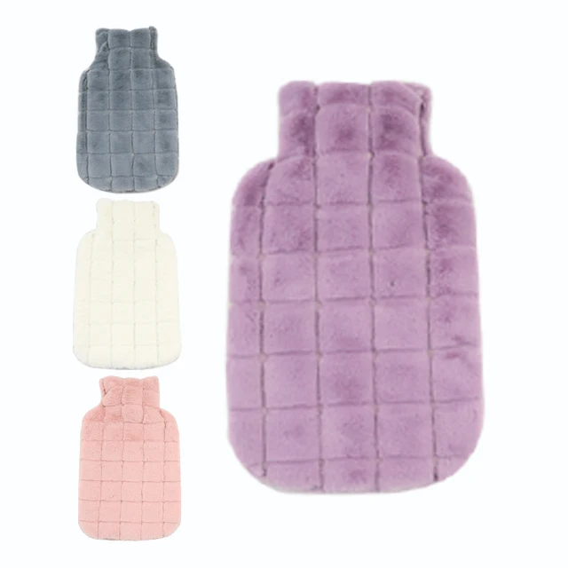 Custom Soft Luxury Fancy Faux Fur BS Rubber Hot Water Bottle With Plush Cover