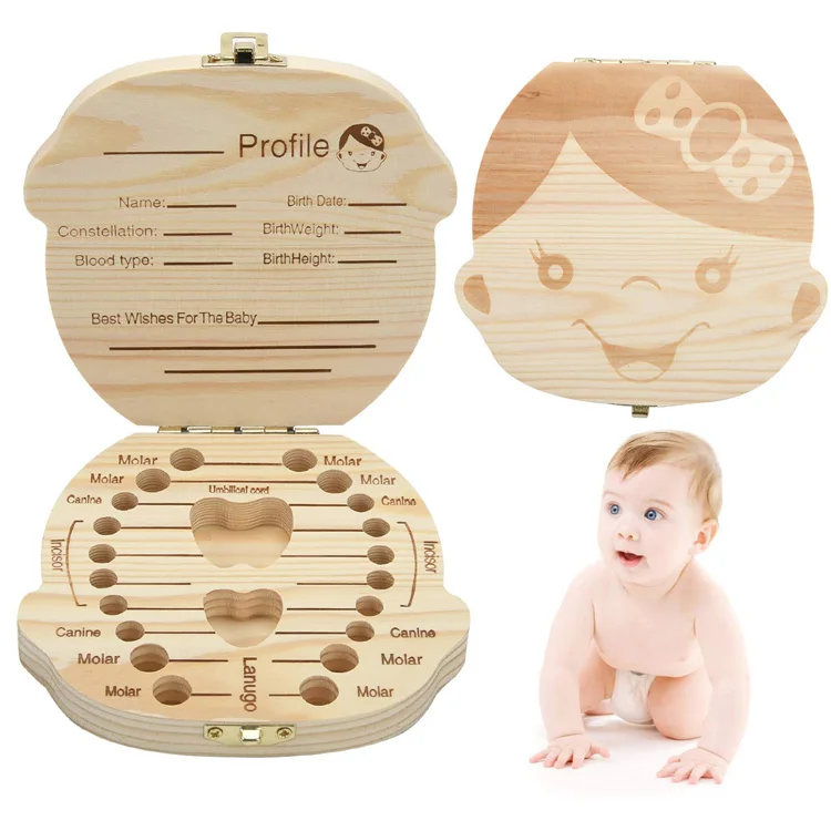 Natural Wood Crafts Boys Girls Gifts Baby First Tooth Lanugo Saver Kids Wooden Baby Tooth Box