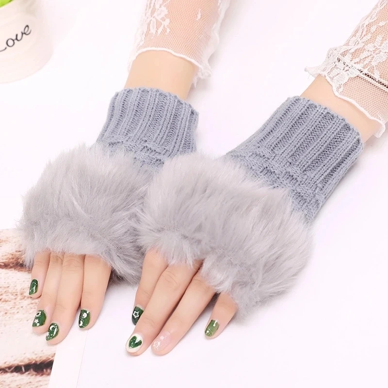 K1134 Women Winter Warm Gloves Wrist Woolen Knitted Mitten Women Fingerless Hand Wraps Gloves