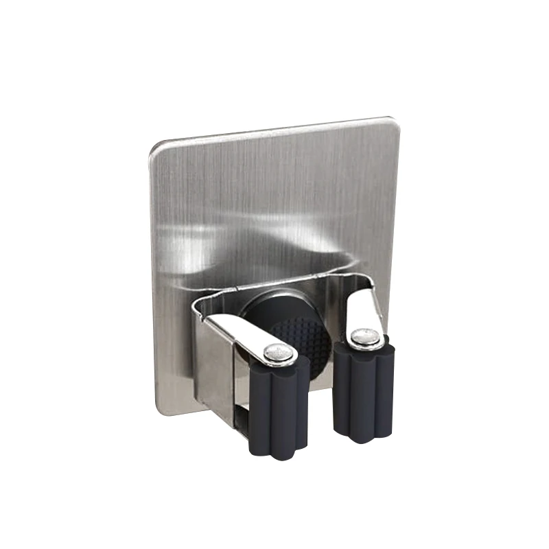 Self Adhesive Garage Wall Mount Stainless Steel Broom Mop Rack Broom Holder