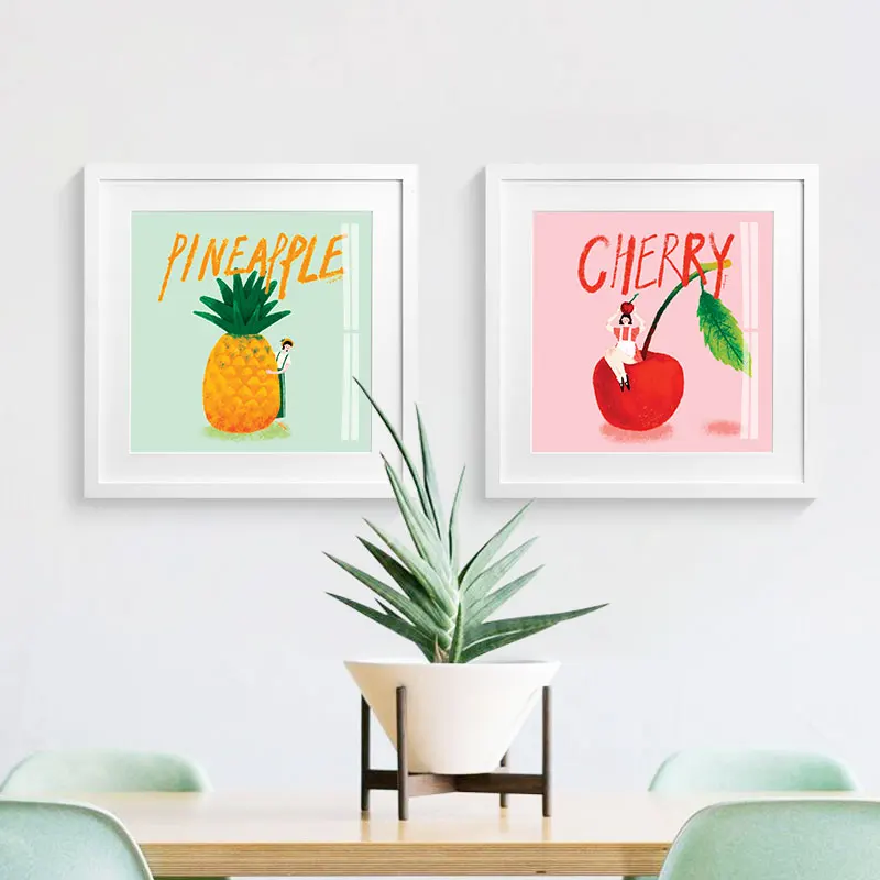 wholesale modern high quality printing realistic Fruits painting and vegetables restaurant wall art decoration