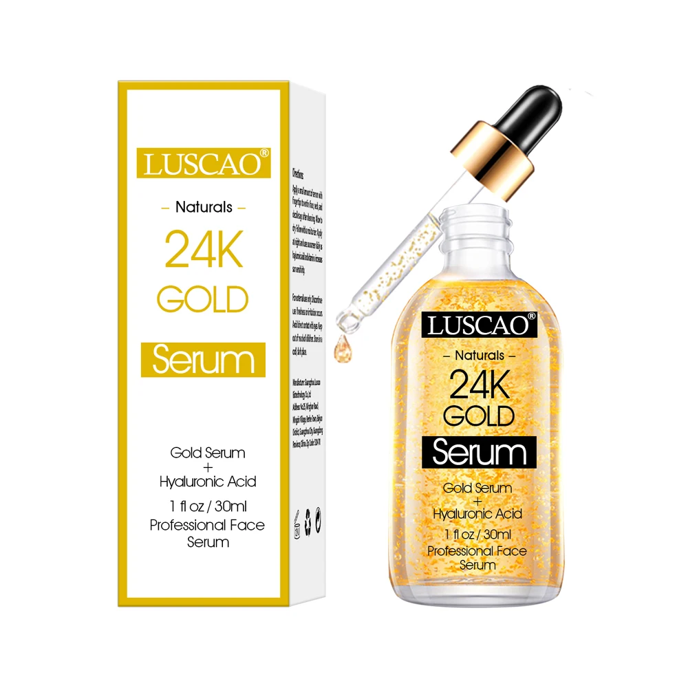 LUSCAO Custom Label Luxury Moisturizing Firming Skin Care Lifting 24k Gold Face Serum