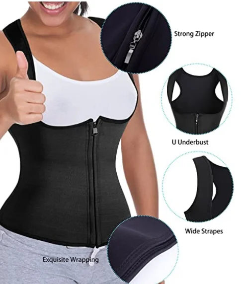 Women Waist Trainer Vest Slim Corset Neoprene Sauna Tank Top Zipper Weight Loss Body Shaping Shirt