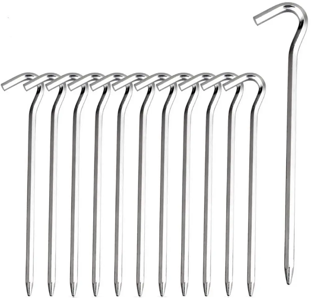 Question Mark Type Shaped Galvanized Steel Aluminum Half Round Tent Pegs outdoor Camping Accessory Steel Wire Garden Stake