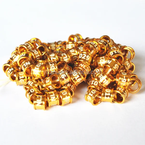 Gold Straight Aluminum Rings Customized Pigeon Rings Bird Rings