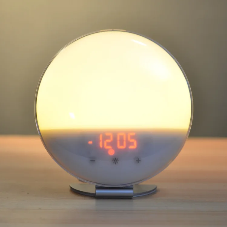 LED Simulated Sunrise Sunset Nature Wake-up Light Sleep Light Alarm Clock Touch App Voice Control Colorful Bedside Night Lights