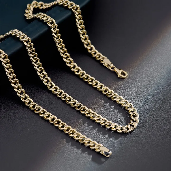 Wholesale 18K Gold Necklace Solid Cuban Chain Size Adjustable Customizable Fashion Jewelry Women for Girls for Party Daily Wear