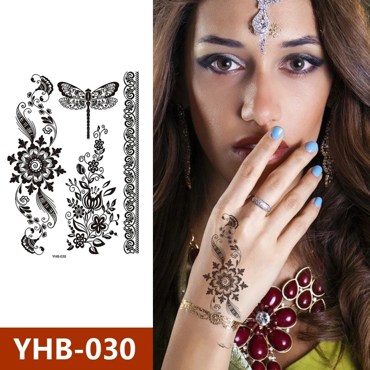 Сексуальная тату-наклейка Mehendi Henna черная красная коричневая временная на лицо водостойкая татуировка