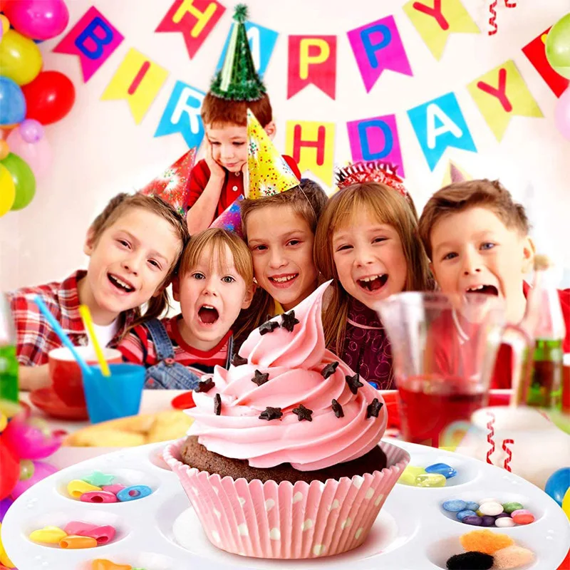 Round Artist Mix Plastic Paint Palette Plastic Paint Palette Tray 10 Wells