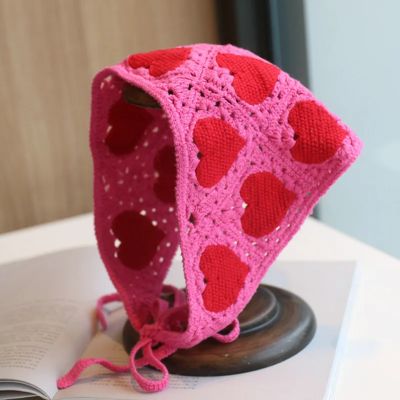 promotion pretty crochet kerchiefs retro boho red heart beach crochet bandana headscarf