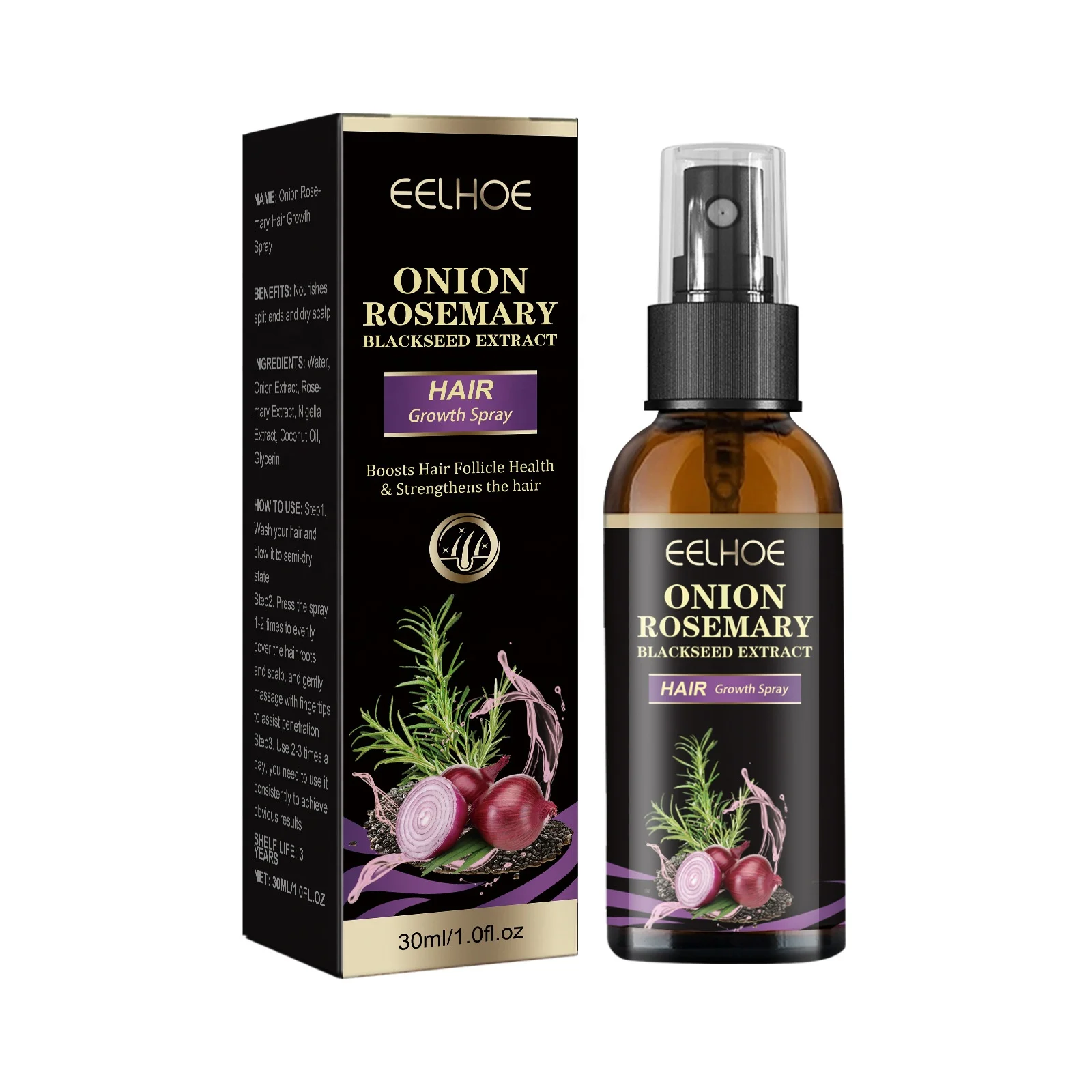 Best Selling Rice Water Hair Products Rosemary Rice Water Fast Thick Hair Growth Spray Serum for Hair Treatment
