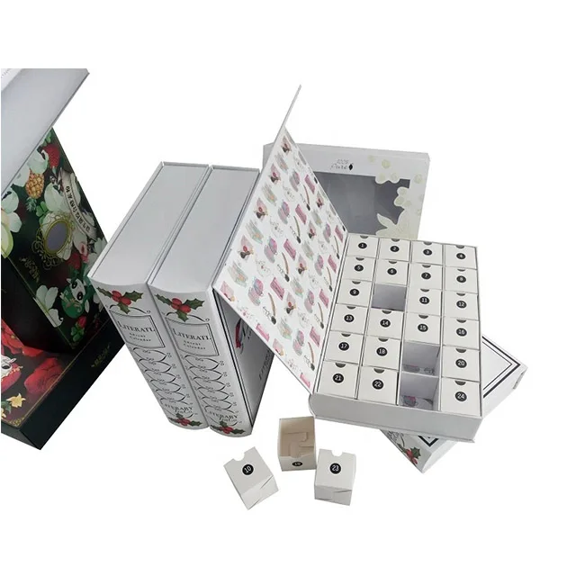 
Christmas advent calendar paper gft packaging box custom printed bookshaped calendar box 