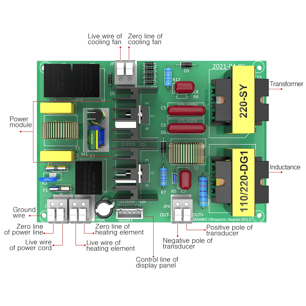 40KHz 60w Ultrasonic PCB Circuit Board For Ultrasonic Cleaning Generator