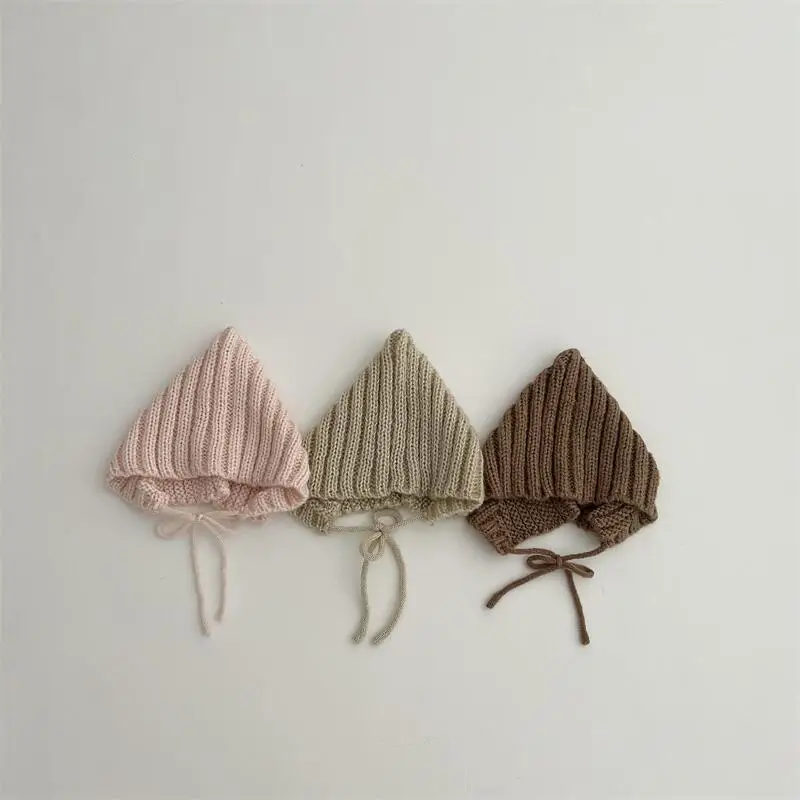 Baby Crochet Hat Infant Cute Ribbed Warm Knitted Cotton Baby Bonnet Hat